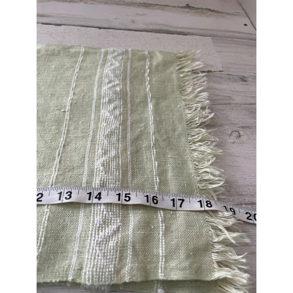 Celery green set of four fabric placemats with fringe - Picture 4 of 4